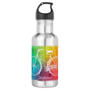 Helderkleurige regenboogfiets op maat waterfles