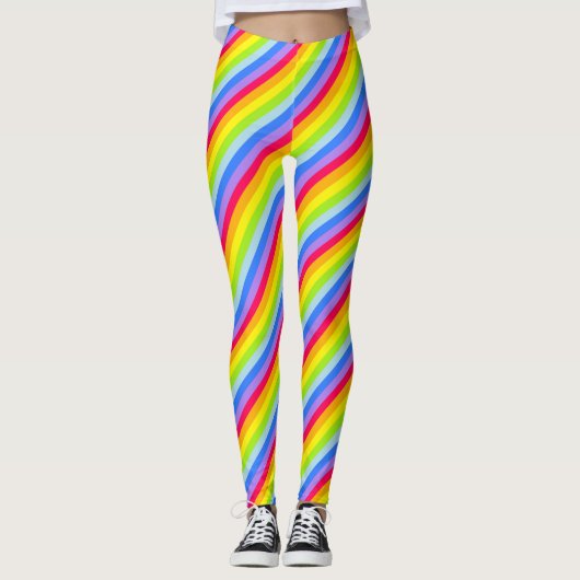 Helderkleurige regenboogstrips leggings (Voorkant)