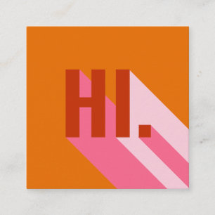 Helderkleurige Retro Mod Hi Hallo Oranje Roze Vierkante Visitekaartje
