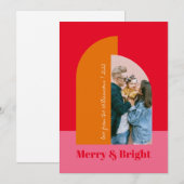 Helderkleurige roze roze familie fotoArch Feestdagenkaart (Voorkant / Achterkant)