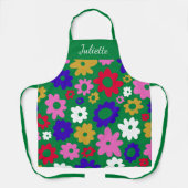 Helderkleurige Scandinavian Flowers Green Custom Schort (Voorkant)