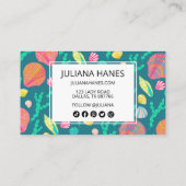 Helderkleurige Seashells en seaweed Pattern Cute Kortingskaartje (Achterkant)