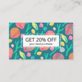 Helderkleurige Seashells en seaweed Pattern Cute Kortingskaartje (Voorkant)