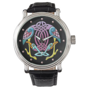 Helderkleurige siervogels, geknoopt versierd horloge
