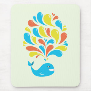 Helderkleurige Splash Happy Cartoon Whale Muismat