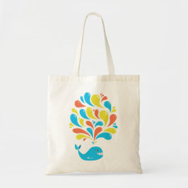 Helderkleurige Splash Happy Cartoon Whale Tote Bag