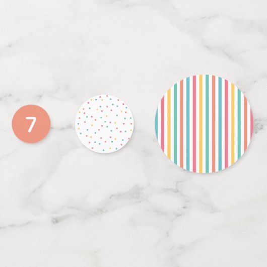 Helderkleurige streep en vlekverjaardagdecor confetti (Achterkanten)