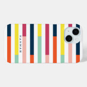 Helderkleurige strepes met moderne naam Case-Mate iPhone case (Achterkant (horizontaal))
