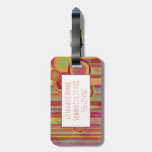 Helderkleurige Stripes & Circles, op maat Bagagelabel (Achterkant verticaal)