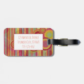 Helderkleurige Stripes & Circles, op maat Bagagelabel (Achterkant horizontaal)