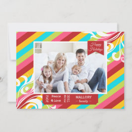 Helderkleurige Stripes Holiday Flat-kaart Feestdagenkaart
