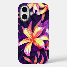 Helderkleurige tropische bloemen iPhone 16 hoesje