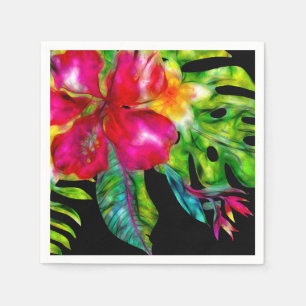 Helderkleurige tropische Floral Hibiscus Leaves Servet