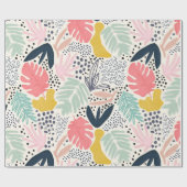 Helderkleurige tropische spots en geo-collage cadeaupapier (Vlak)