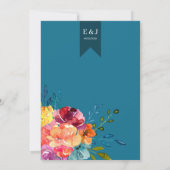 Helderkleurige turkooise floral Weddenschap I Kaart (Achterkant)