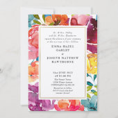 Helderkleurige turkooise floral Weddenschap I Kaart (Voorkant)