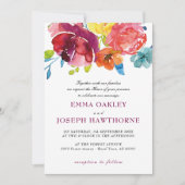 Helderkleurige turkooise floral Weddenschap I Kaart (Voorkant)