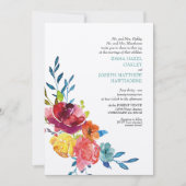 Helderkleurige turkooise floral Weddenschap I Kaart (Voorkant)