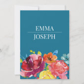 Helderkleurige turkooise floral Weddenschap I Kaart (Voorkant)