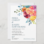 Helderkleurige turkooise floral Wedding Kaart (Voorkant)