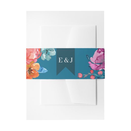 Helderkleurige turkooizen bruiloft uitnodigingen wikkel (Voorkant Voorbeeld)