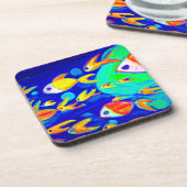 Helderkleurige vispatronen schilderen. Bestel nu Bier Onderzetter (Linkerzijde)