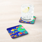 Helderkleurige vispatronen schilderen. Bestel nu Bier Onderzetter (Rechterzijde)