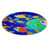 Helderkleurige vispatronen schilderen. Bestel nu Snijplank (Hoek)