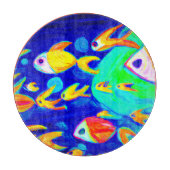 Helderkleurige vispatronen schilderen. Bestel nu Snijplank (Voorkant)