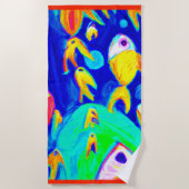 Helderkleurige vispatronen schilderen. Bestel nu Strandlaken (Voorkant)