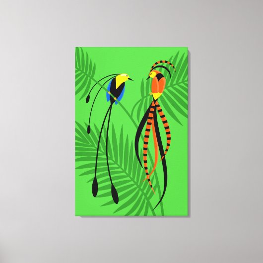 Helderkleurige vogels van het paradijs canvas afdruk (Voorkant)