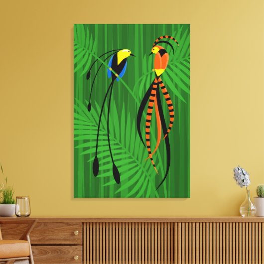 Helderkleurige vogels van het paradijs canvas afdruk (Insitu (Woonkamer))