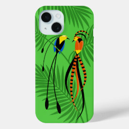 Helderkleurige vogels van het paradijs iPhone 15 case