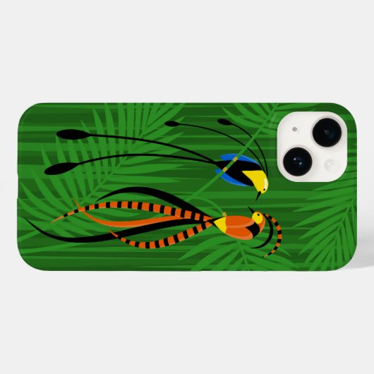 Helderkleurige vogels van het Paradijs Donker Case-Mate iPhone Case (Achterkant (horizontaal))