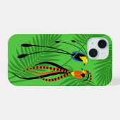 Helderkleurige vogels van het paradijs iPhone 15 case (Achterkant horizontaal)