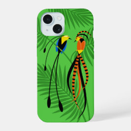 Helderkleurige vogels van het paradijs iPhone 15 case