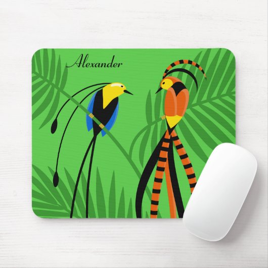 Helderkleurige vogels van het paradijs muismat (Met muis)