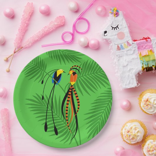 Helderkleurige vogels van het paradijs papieren bordje (Feest)