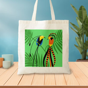 Helderkleurige vogels van het paradijs tote bag