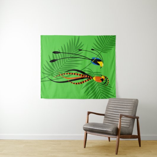 Helderkleurige vogels van het paradijs wandkleed (In Situ (horizontaal))