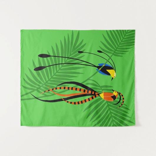 Helderkleurige vogels van het paradijs wandkleed (Voorkant (horizontaal))