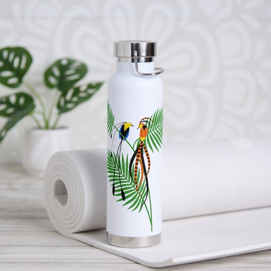 Helderkleurige vogels van het paradijs waterfles (Yoga)