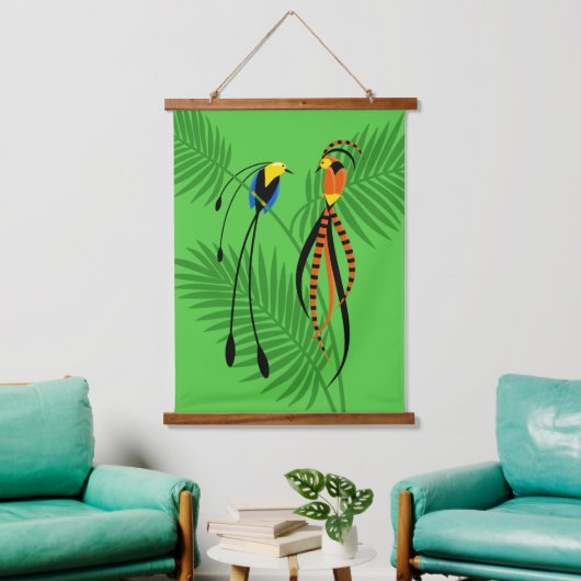 Helderkleurige vogels van Paradise 2 Hangend Wandkleed (Woonkamer)