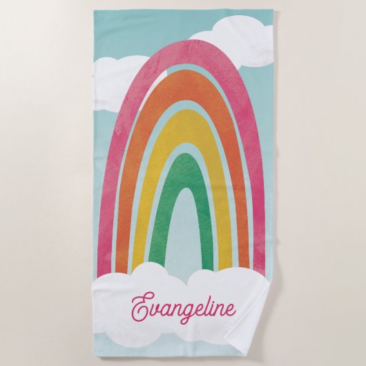 Helderkleurige vun regenboognaamhanddoeken strandlaken (Voorkant)