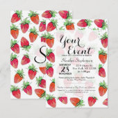 Helderkleurige Waterverf fruitige aardbeien Kaart (Voorkant / Achterkant)