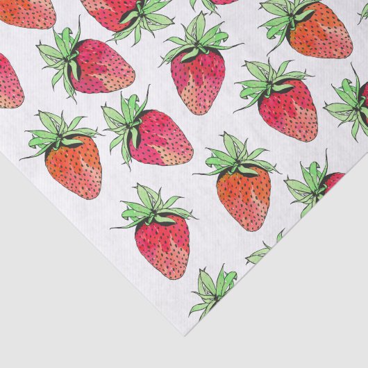 Helderkleurige Waterverf fruitige aardbeien Tissuepapier (Detail)