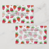 Helderkleurige Waterverf fruitige aardbeien Visitekaartje (Voorkant / Achterkant)