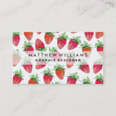 Helderkleurige Waterverf fruitige aardbeien Visitekaartje (Voorkant)