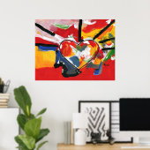 Helderkleurige waterverf Hartpatronen Poster (Thuiskantoor)