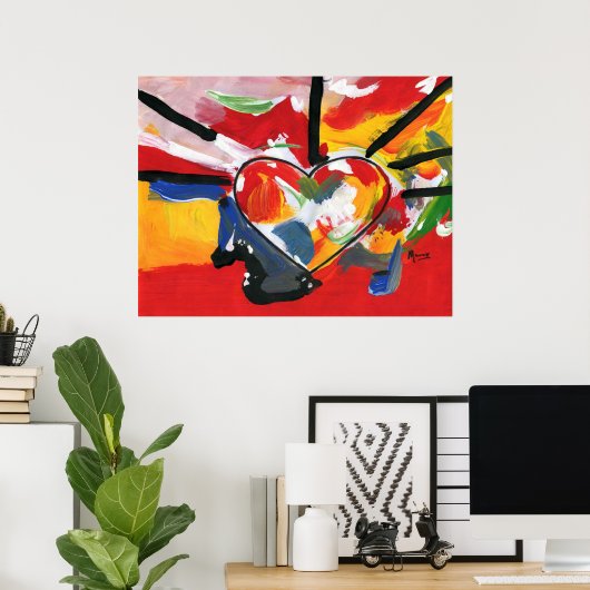 Helderkleurige waterverf Hartpatronen Poster (Thuiskantoor)